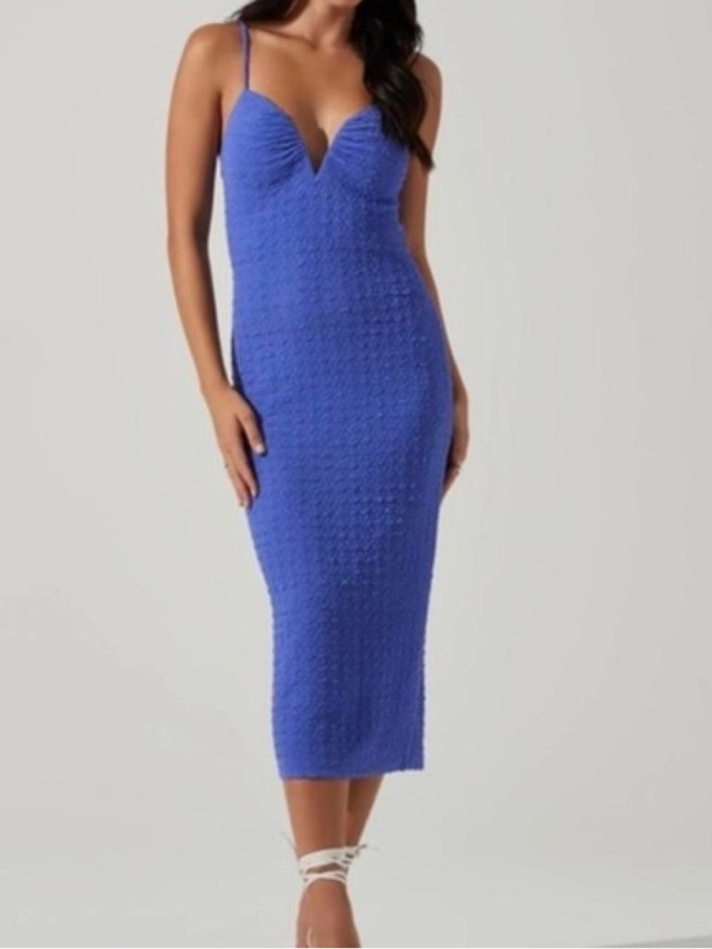 Astr Royal Blue Spaghetti Strap Midi Dress